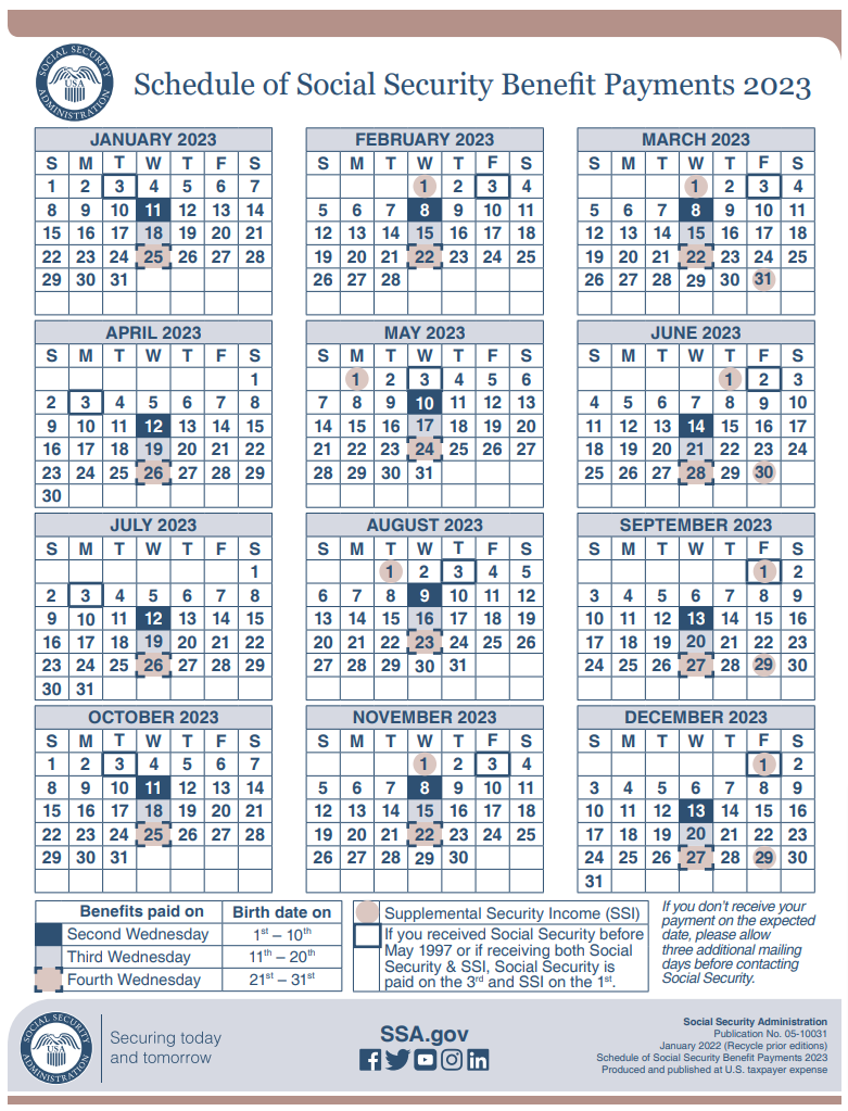 Social Security Payment Schedule 2023